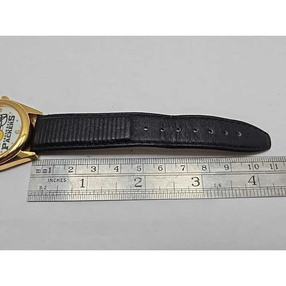 Green Bay Packers Sun Time Quartz Analog Watch Gold Tone Football New Battery